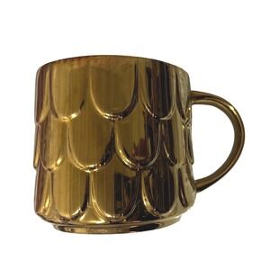 Starbucks 2019 Holiday Edition Gold Mermaid Scales Scalloped Coffee Mug 14oz